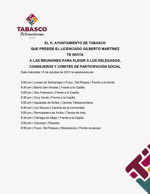 Convoca ayuntamiento de Tabasco a elección de delegados, consejeros y comités